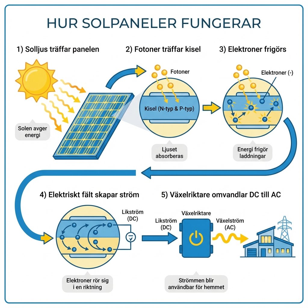 Hur fungerar solceller? Komplett guide 2026
