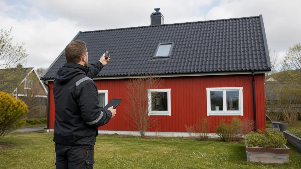 Mätning av takyta från marken inför dimensionering av solceller
