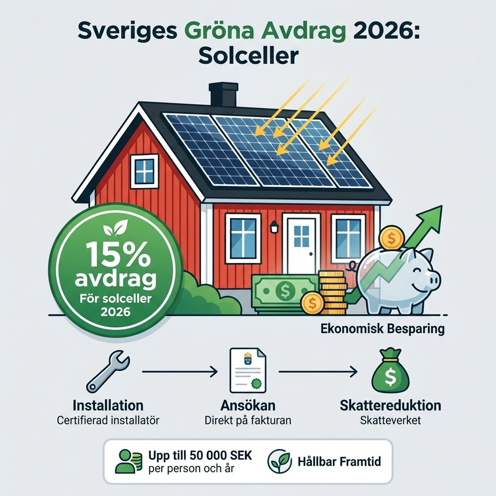 Sveriges gröna avdrag 2026 för solceller